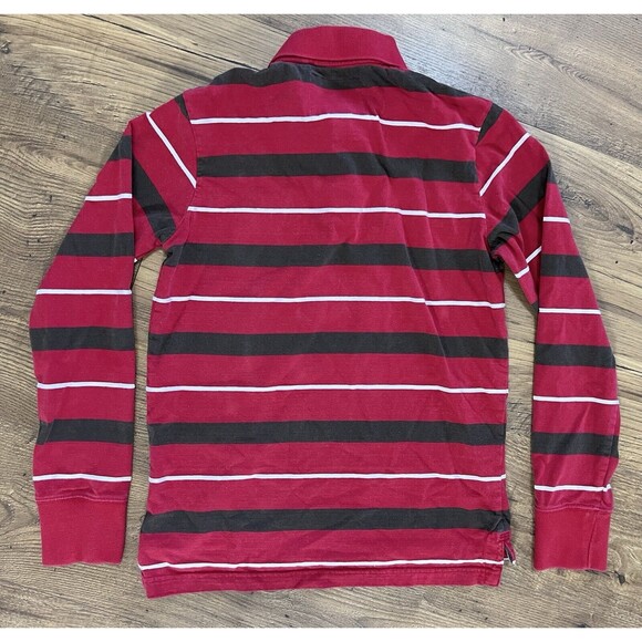 Duck Head Long Sleeve Polo Shirt Mens Small Athletic Fit Striped Red White Green - Picture 8 of 10